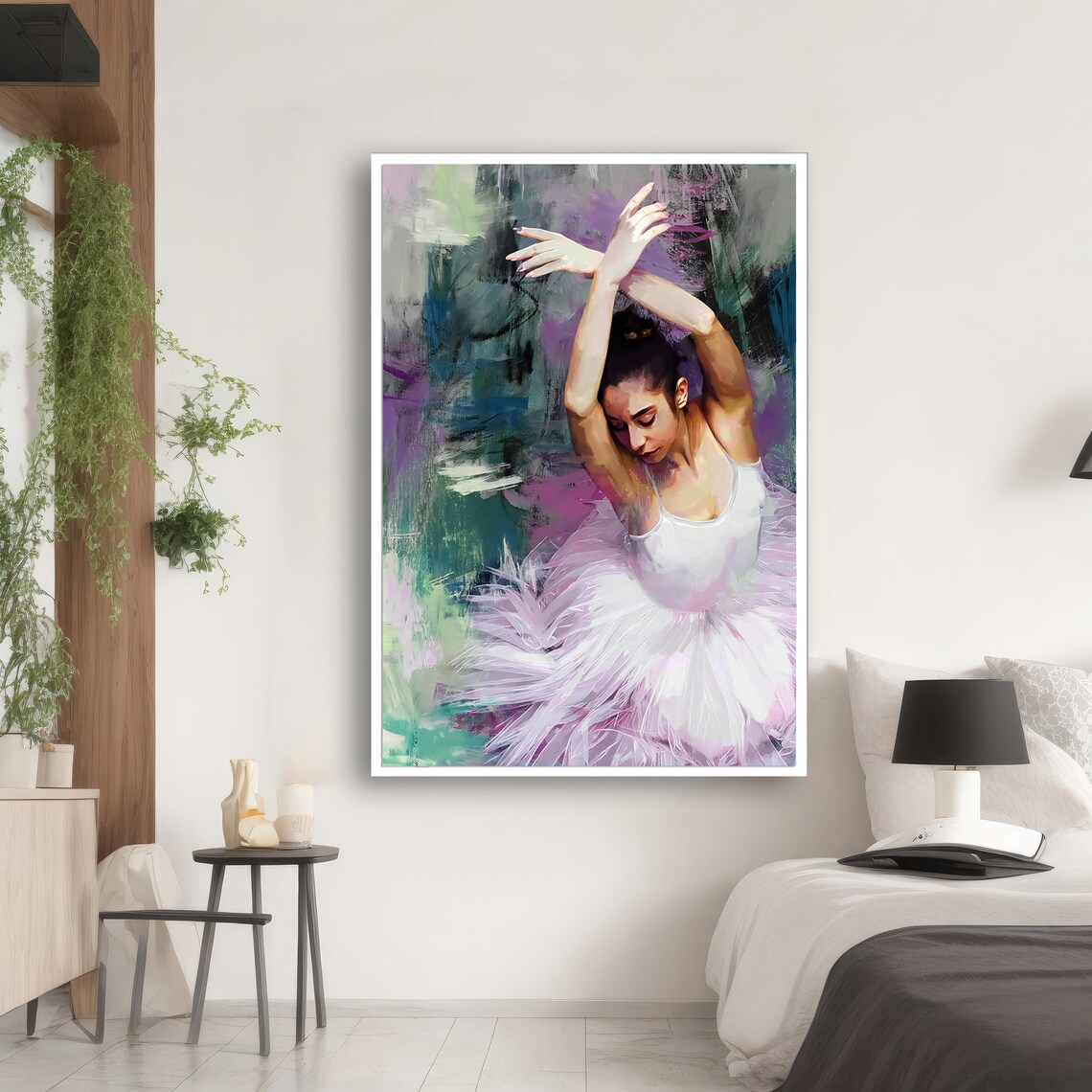 Graceful Ballerina In White, Ballet Lovers Decor - Image 2