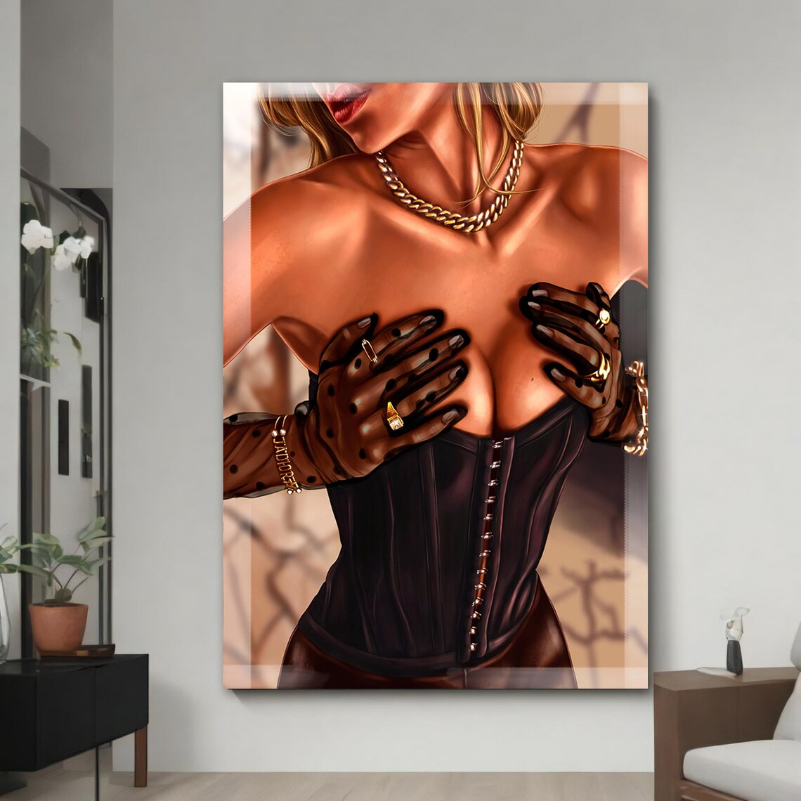Bold Corset And Gloves Female Portrait Art - Image 2