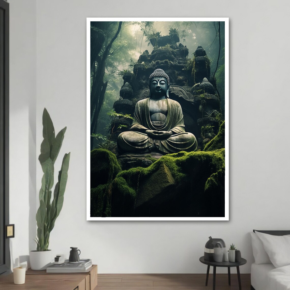 Majestic Buddha In The Forest, Zen Art Print - Image 2