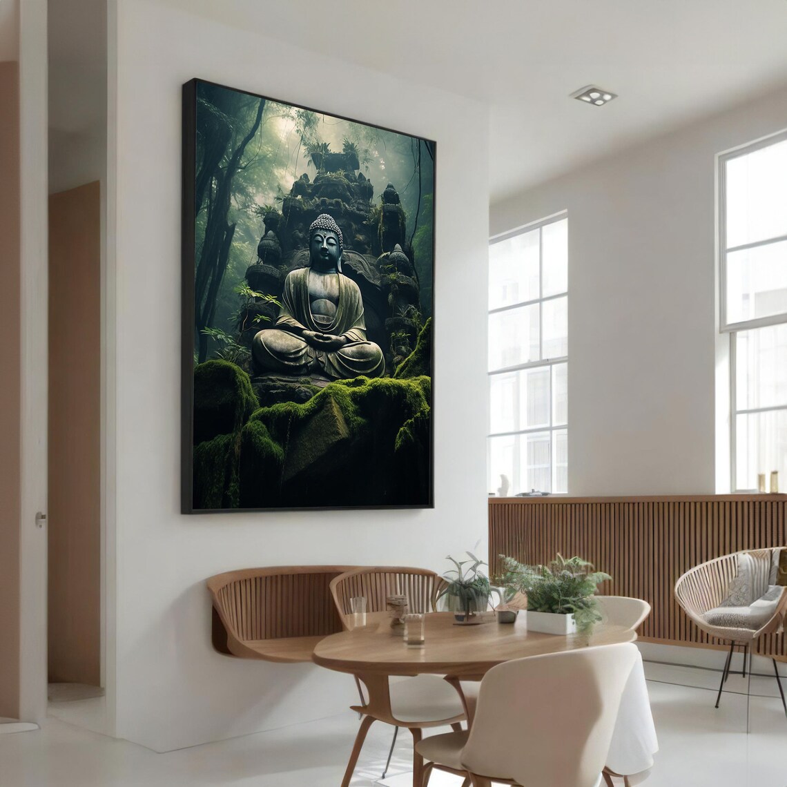 Majestic Buddha In The Forest, Zen Art Print