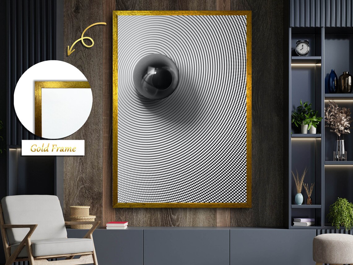 Black Holographic Background With Black Marble Ball - Image 5