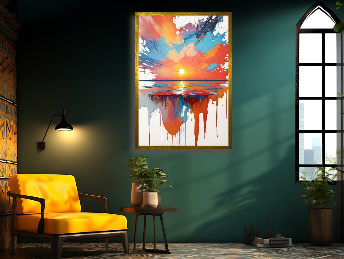 Sunset Cascade Dripping Paint Art Print, Modern Decor - Image 5