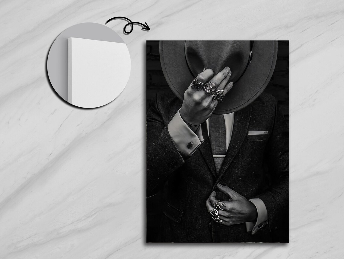 Man In Suit With Hat, Dignity Reflection Art Print