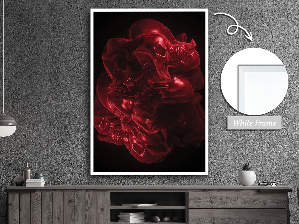 Red Dancing On Water Abstract Watercolor Art - Image 2