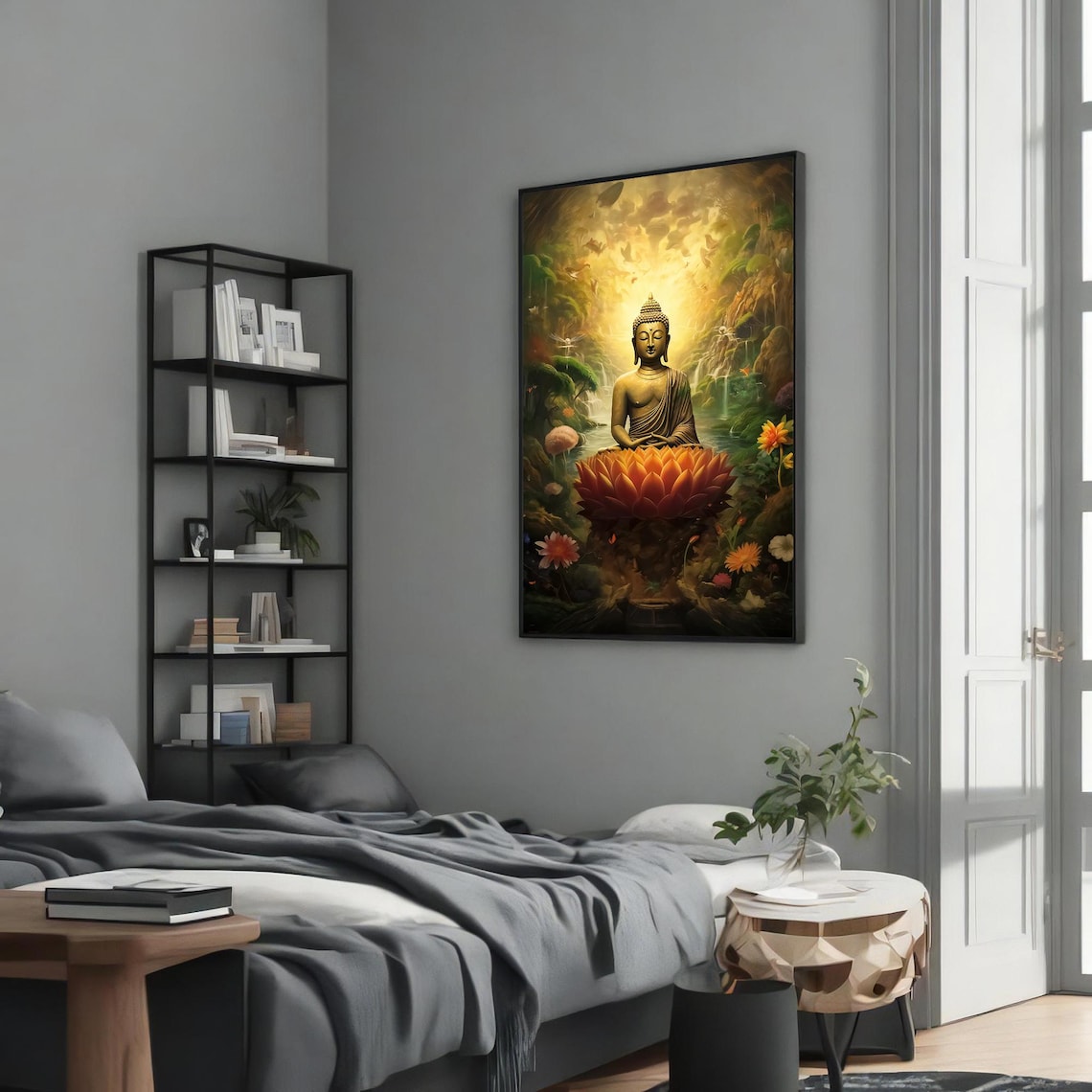 Buddha With Flowers, Zen Spiritual Artwork - Image 5