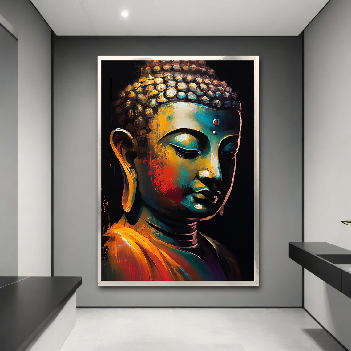 Colorful Buddha Portrait, Zen Home Decor - Image 3