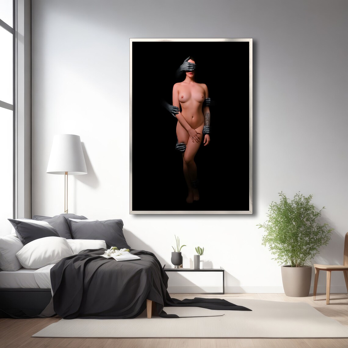 Sexy Woman And Hands Art, Nude Figure Print - Image 4