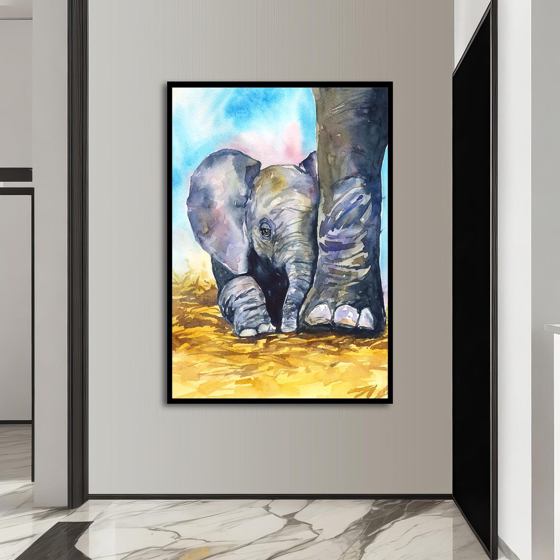 Baby Elephant Art Print, Heartwarming Animal Gift - Image 3