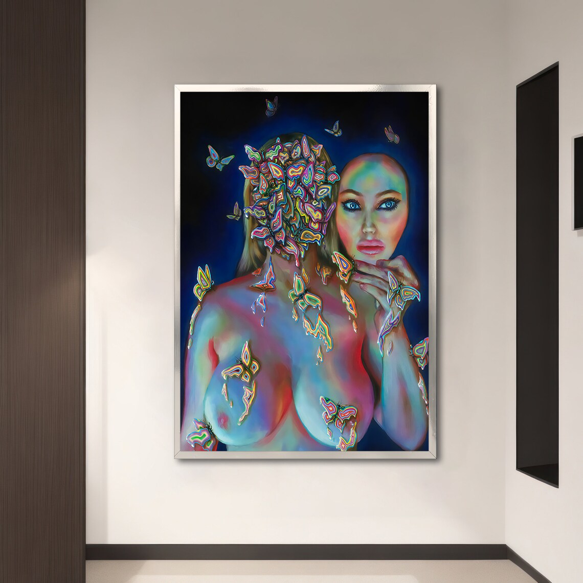 Surreal Nude Woman With Butterflies, Modern Art - Image 3