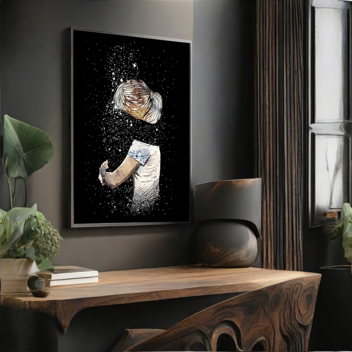 Abstract Girl With Splatter Effect, Modern Painting