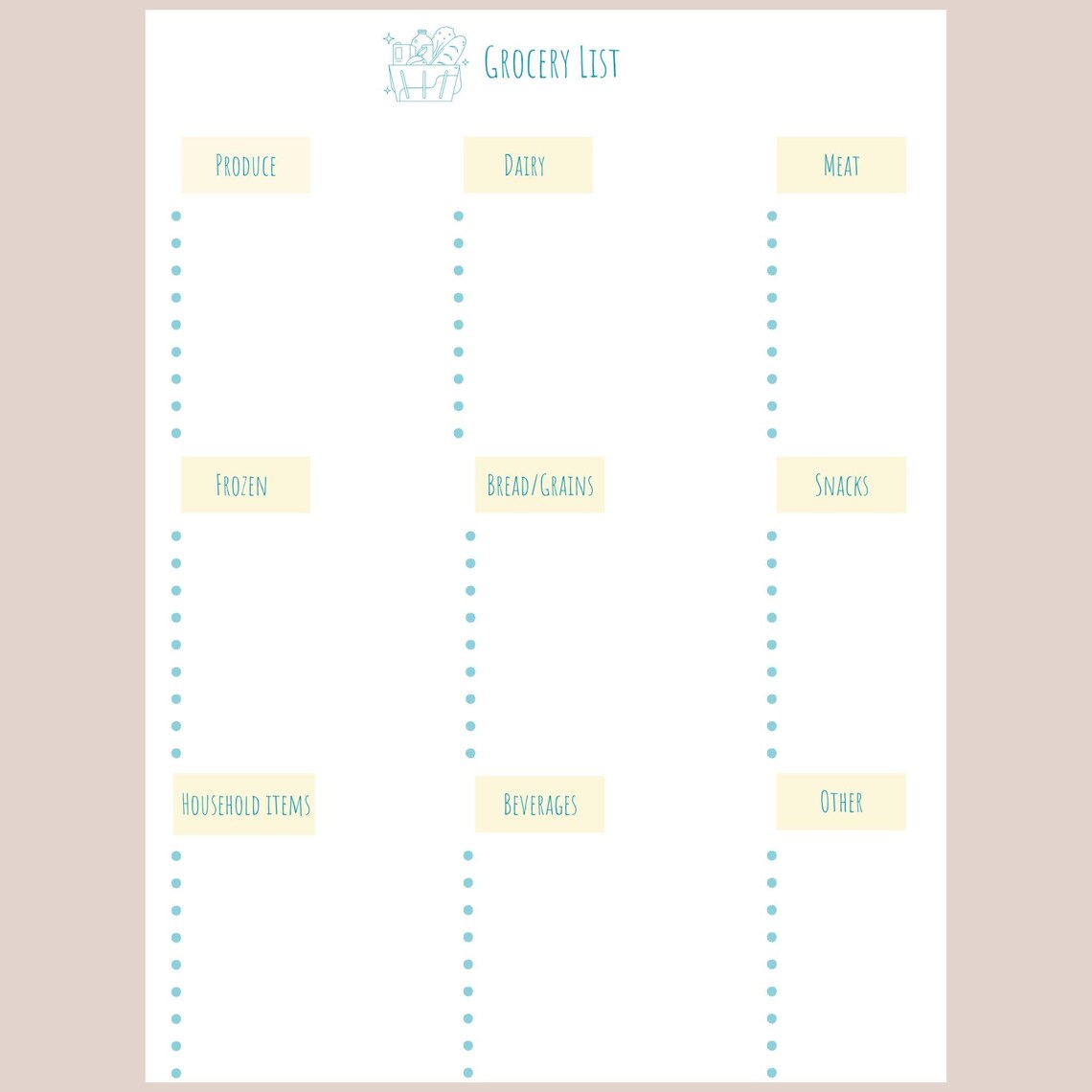 Grocery List, Minimalist Typography Art Print