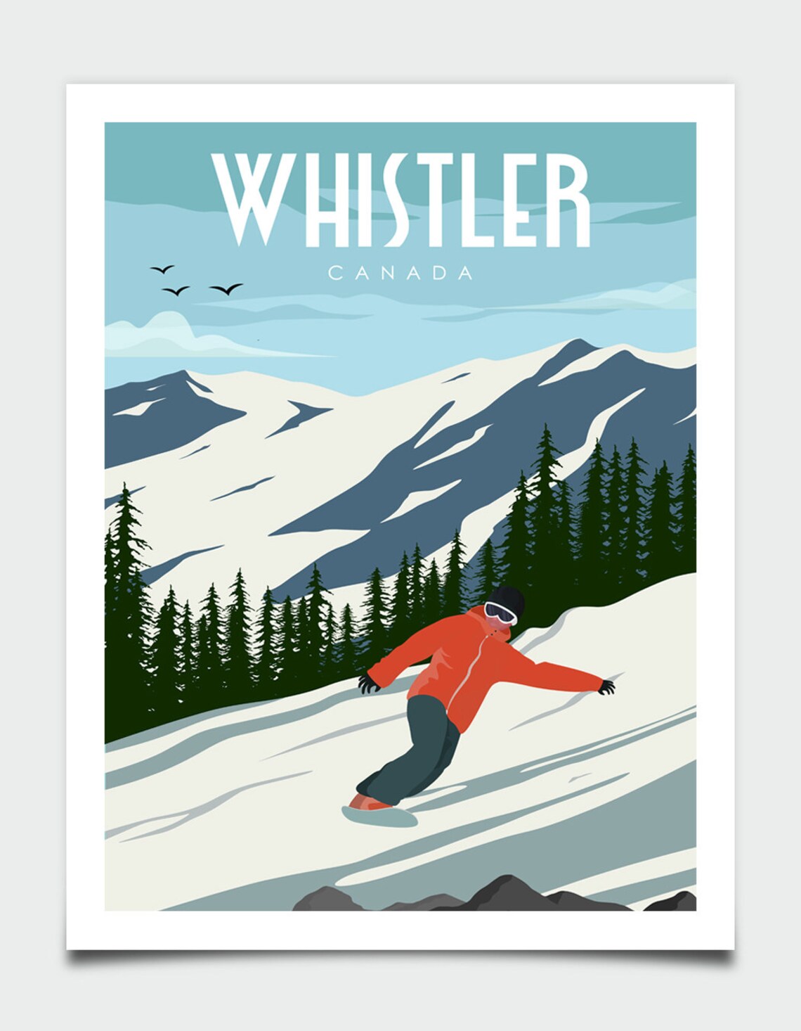 Whistler Travel Poster, Canada Snowboarding Wall Art - Image 4