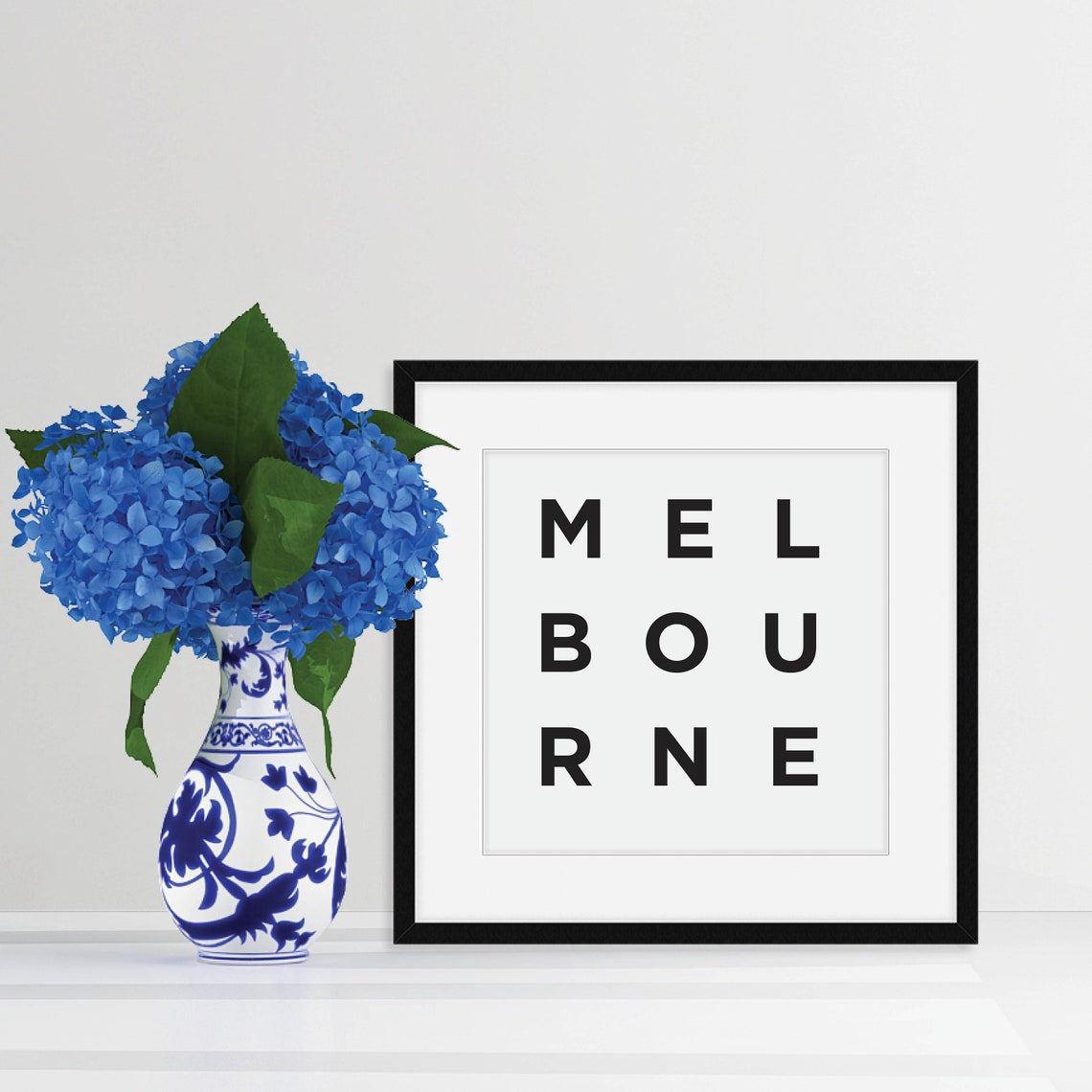 Melbourne Australia Typography Poster Bold Black Stacked Lettering - Image 4