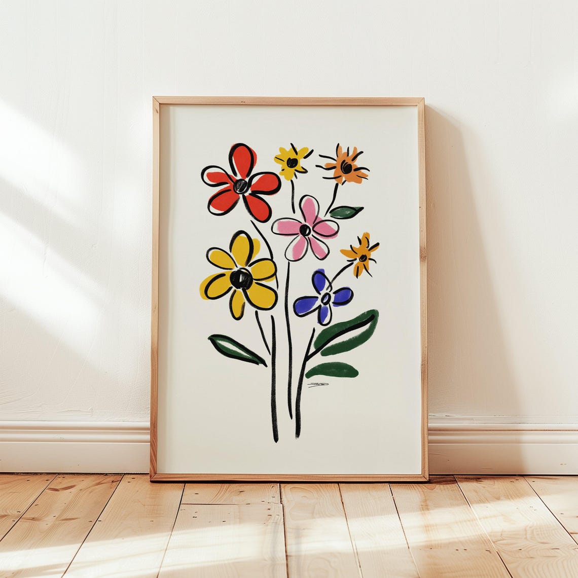 Picasso-Inspired Minimal Flower Art, Vintage Line Art