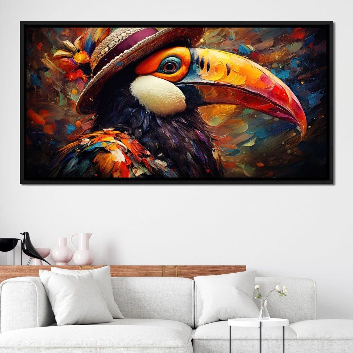 Colorful Toucan Straw Hat Large Beak Vibrant Tropical Bird Art Poster - Image 2