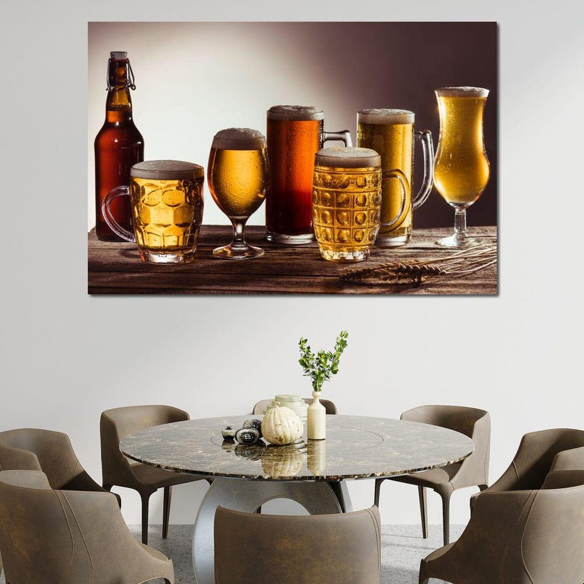 Beer Glasses And Bottles Assortment Rustic Wooden Bar Art Poster - Image 3