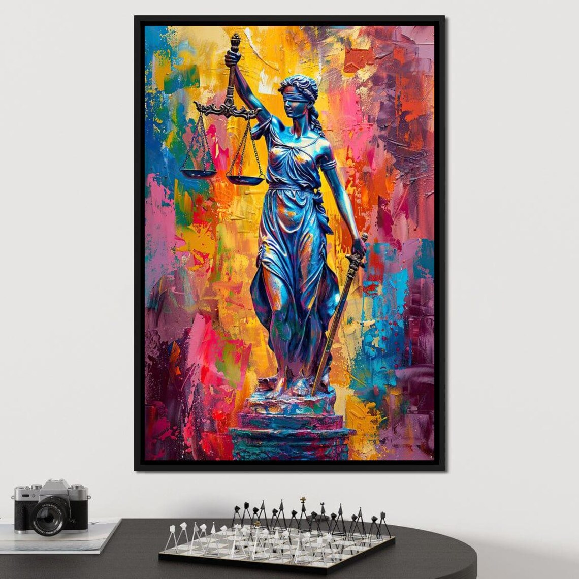 Lady Justice Statue Scales Colorful Vibrant Abstract Legal Office Art Print