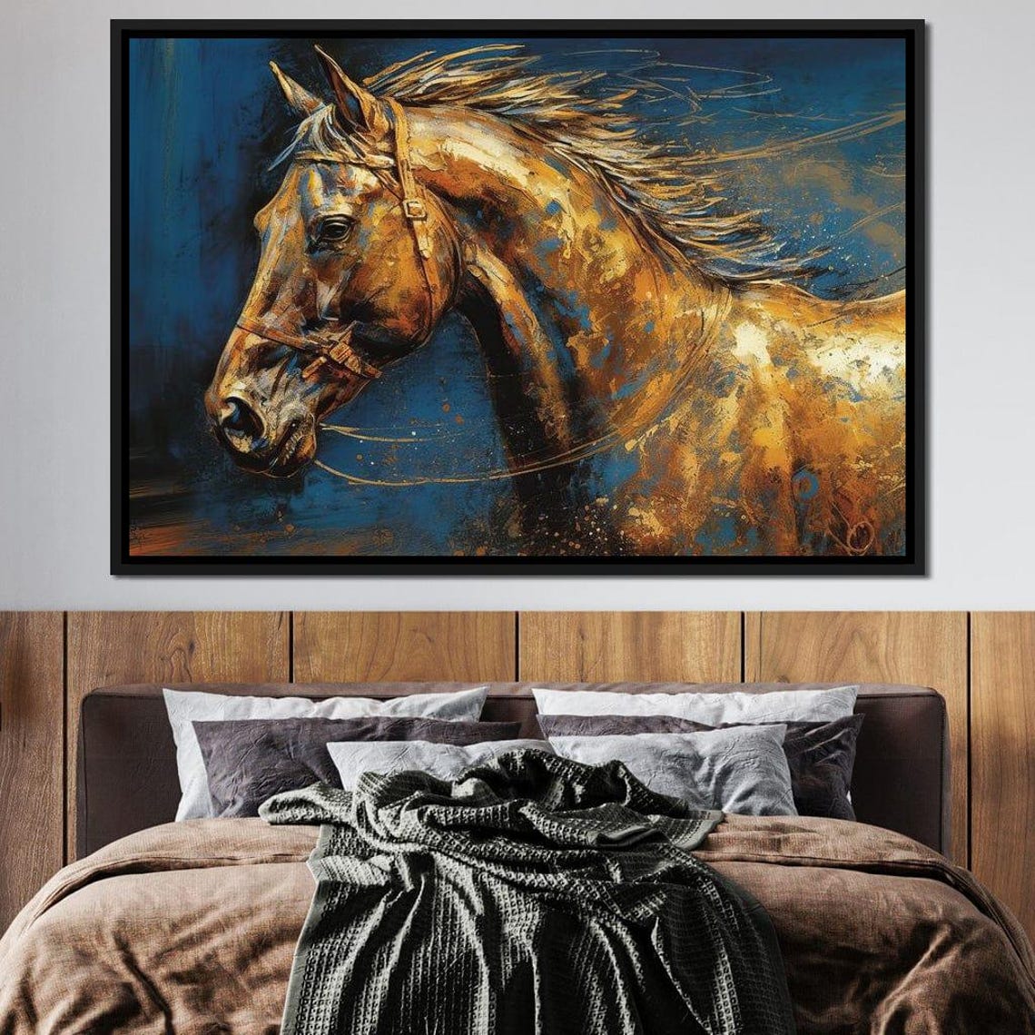 Gilded Animal Companion Horse Elegant Horse Wall Art Equestrian Decor Golden Horse Print Modern Animal Painting By Nichecanvas - Image 4