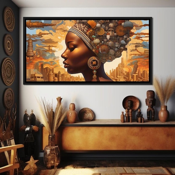 African Portrait Izula Sakeem Gibbs African Art Print Beige Brown Yellow Wall Decor Print By Nichecanvas