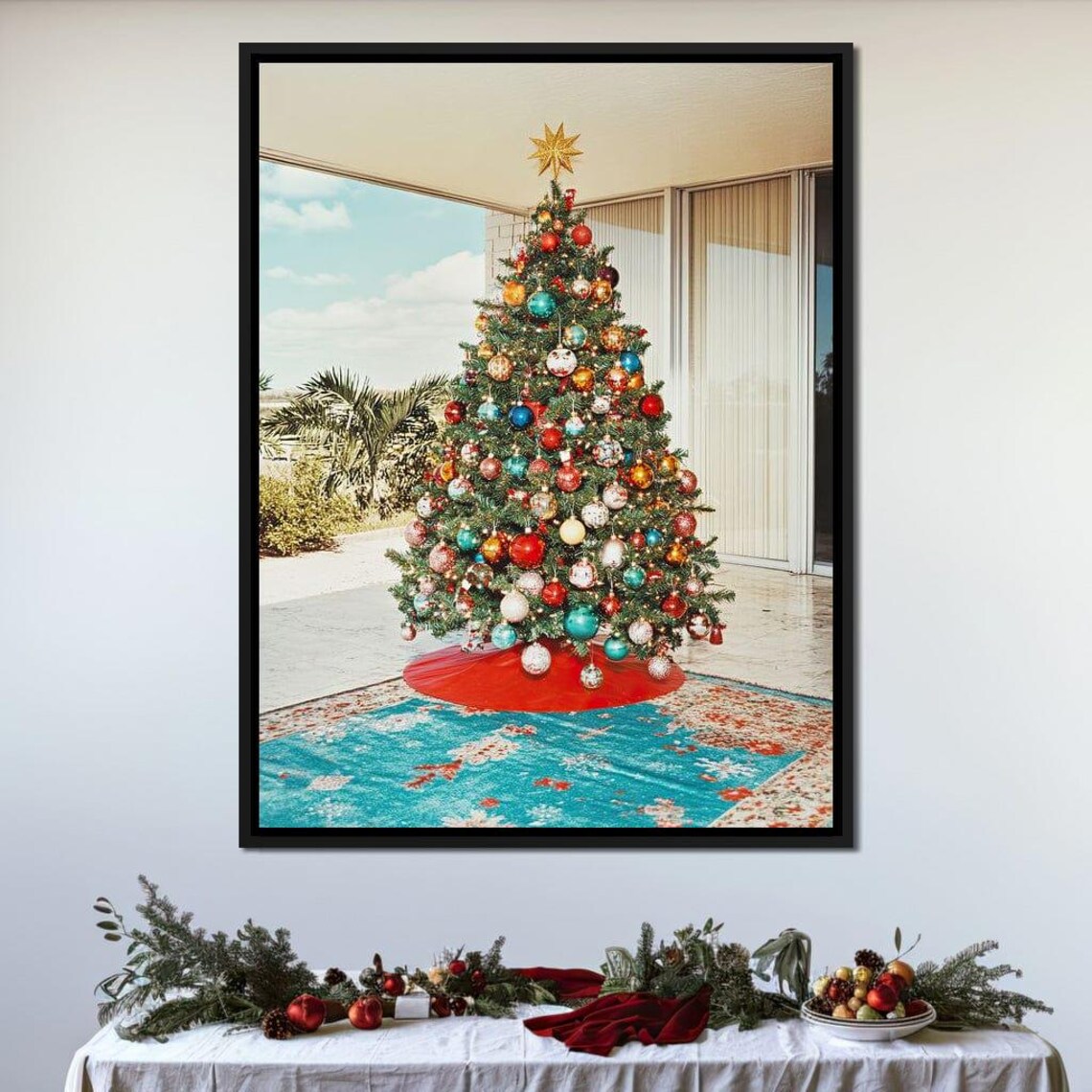 Colorful Christmas Tree By The Window Tropical Patio View Poster - Image 3