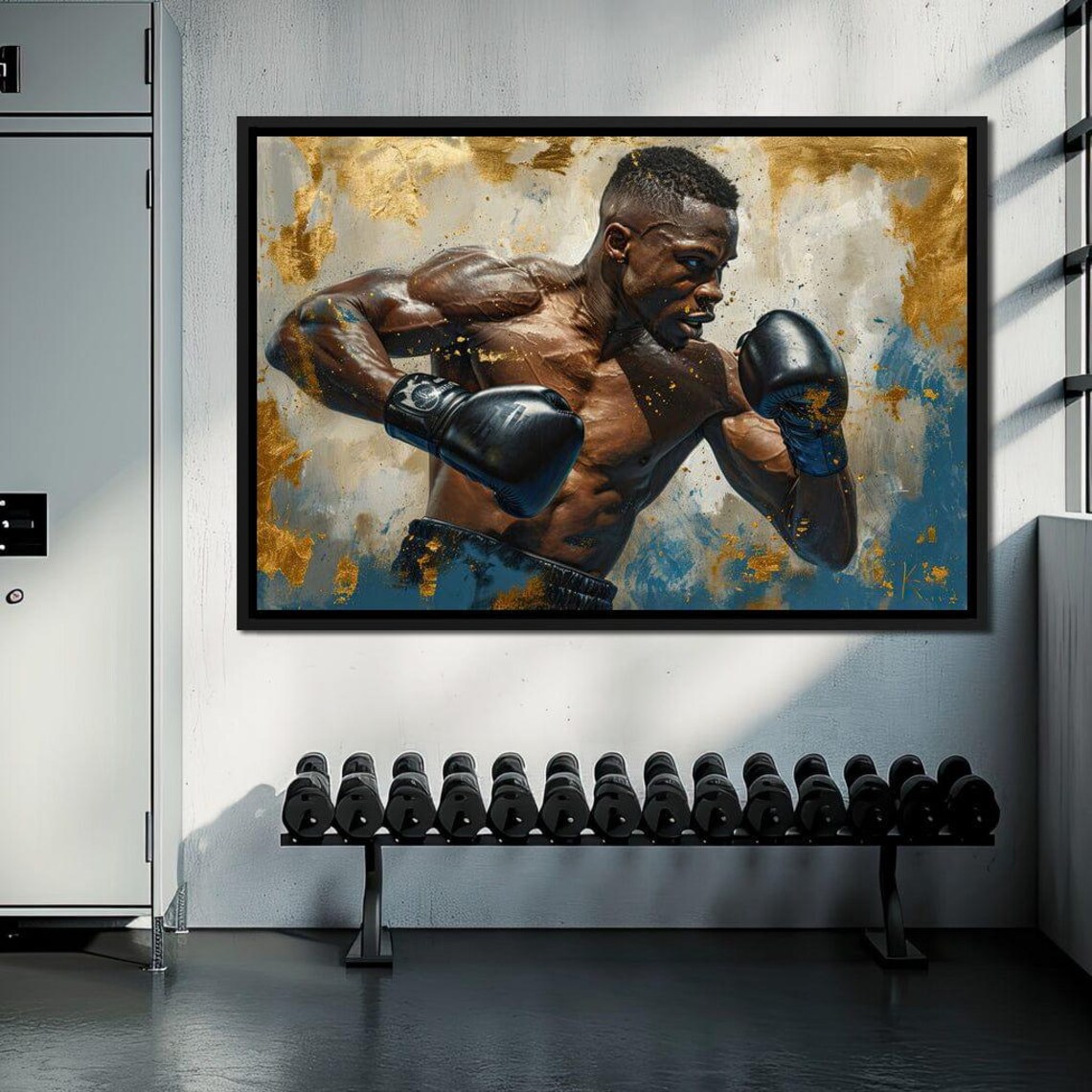 Boxer Fighter Stance Gold Abstract Boxing Motivational Sports Poster - Image 2