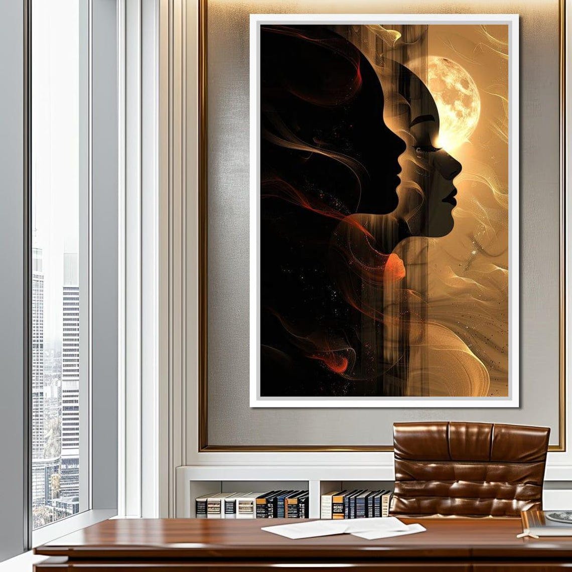 Lunar Silhouettes Dance Psychedelic Moon Art Mystical Silhouette Design Ethereal Wall Decor Home Decor By Nichecanvas - Image 3