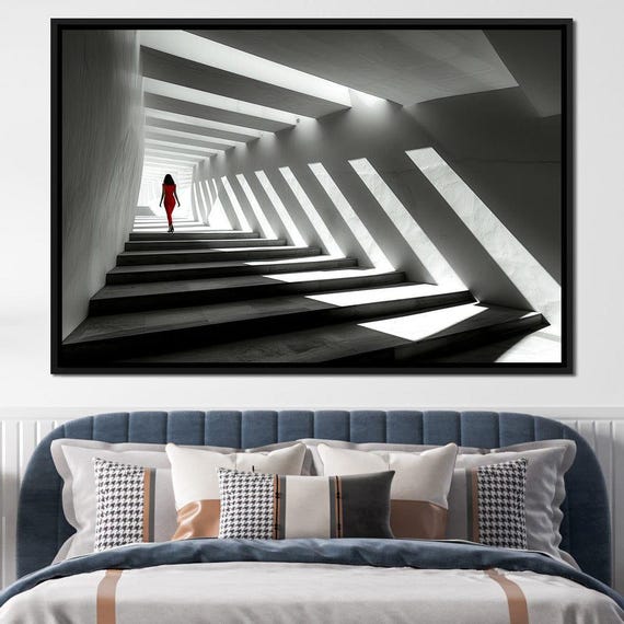 Geometric Solitude March Print Black White Art Modern Minimalist Home Decor Architectural Elegance By Nichecanvas