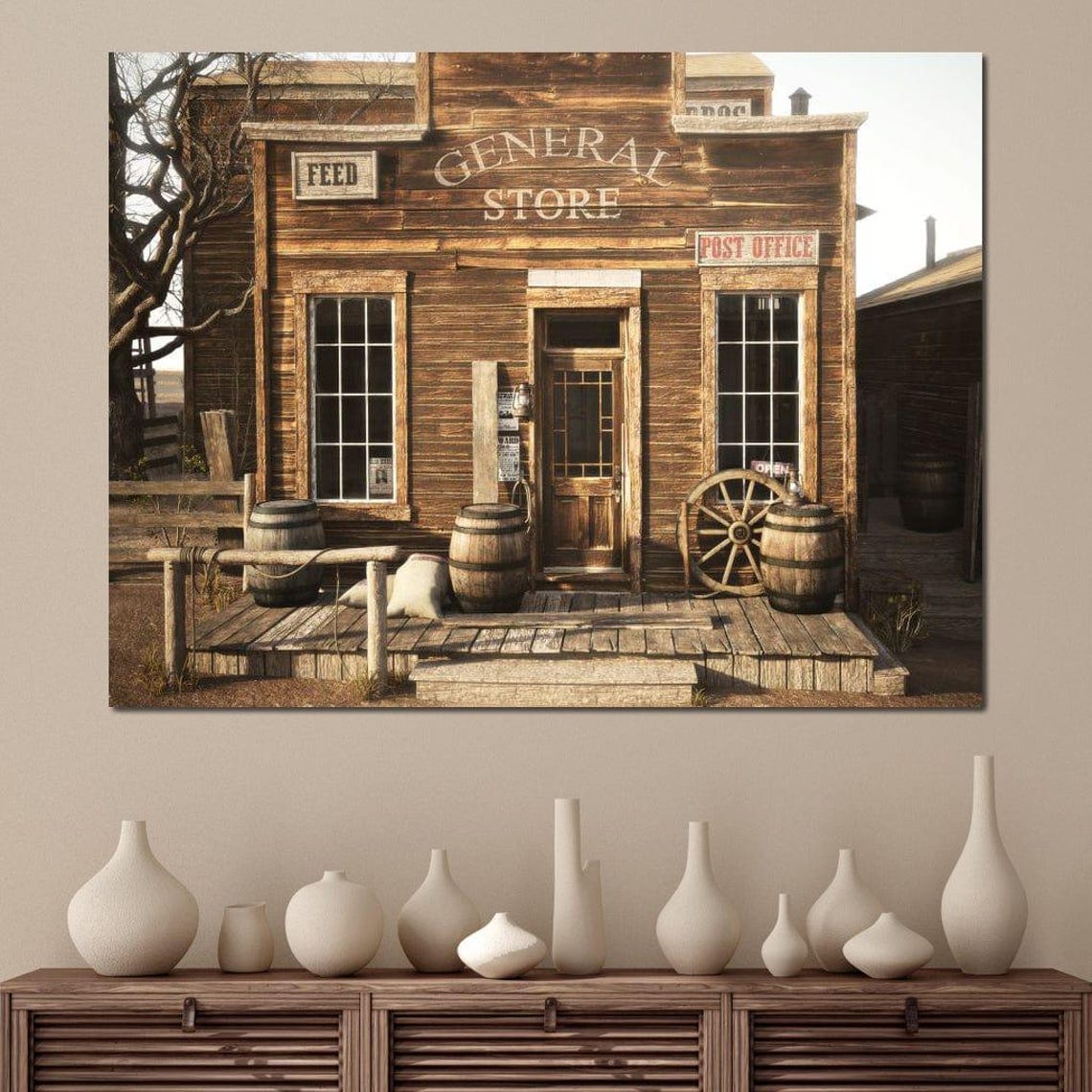 Old West General Store Rustic Wooden Facade Western Americana Poster - Image 4