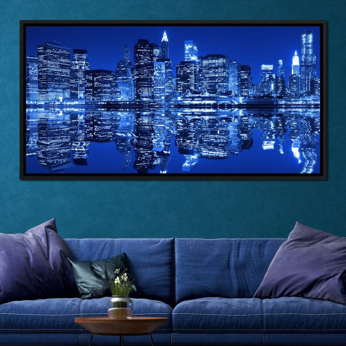 New York City Reflection Skyline Art Print, Urban Decor
