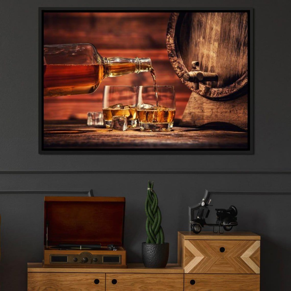Whiskey Night Rustic Bar Art Print, Bourbon Decor