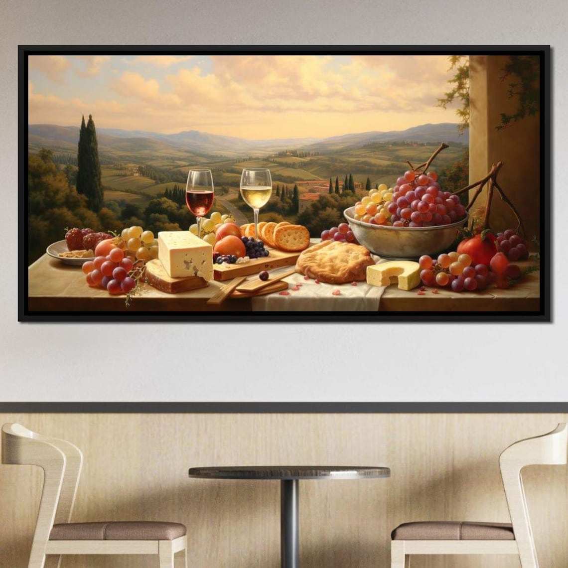 Wine Cheese Valley Rustic Kitchen Art Print - Image 4
