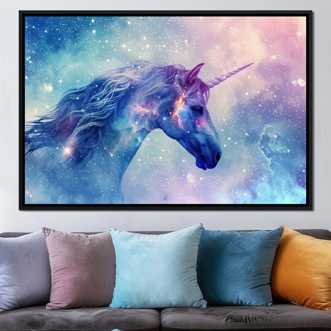 Cosmic Galaxy Unicorn Head Starry Nebula Dream Fantasy Wall Art