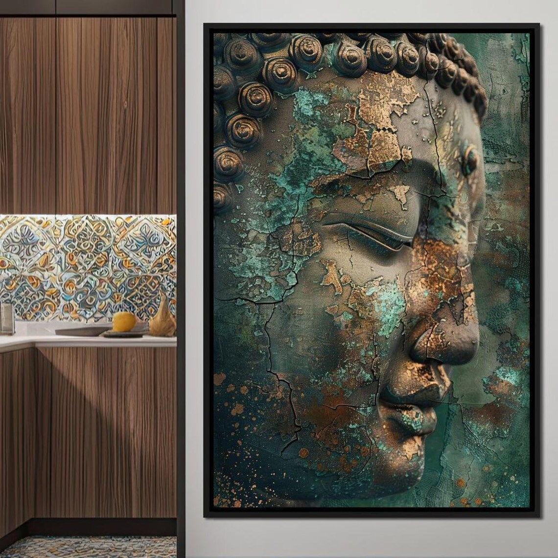 Ancient Tranquility Buddha Heritage Art Print, Rustic Zen - Image 4