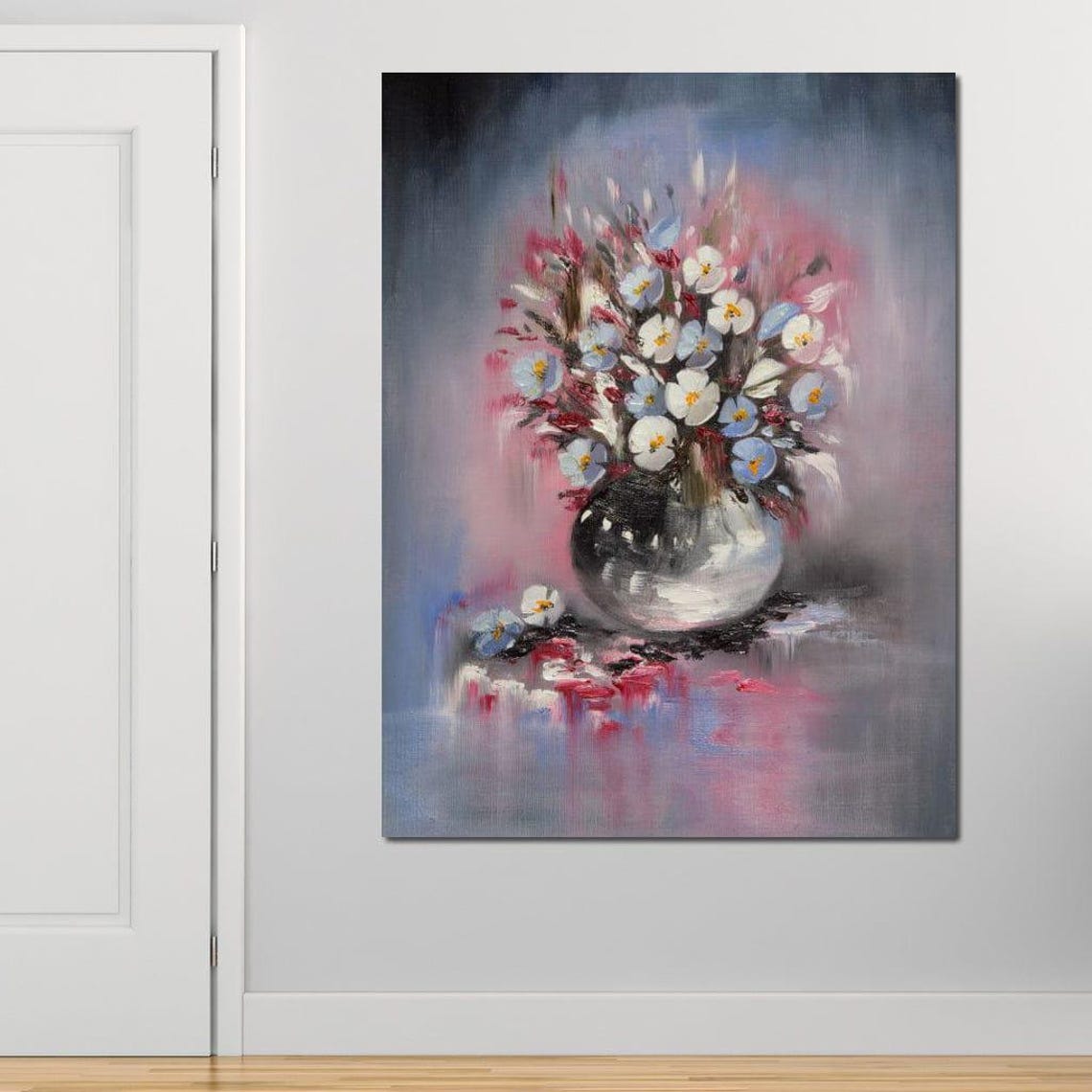 Soft Impressionist Flower Bouquet Glass Vase Pastel Bloom Art Poster - Image 3