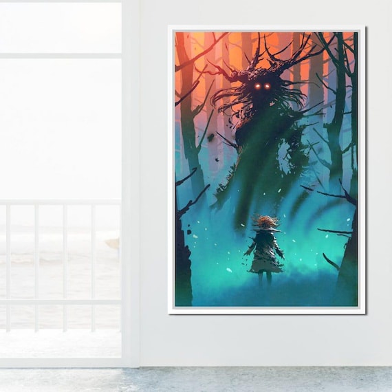 Witch In The Woods Dark Fantasy Forest Art Mystic Woods Enchanted Magical Realism Whimsical Surreal Artwork By Nichecanvas