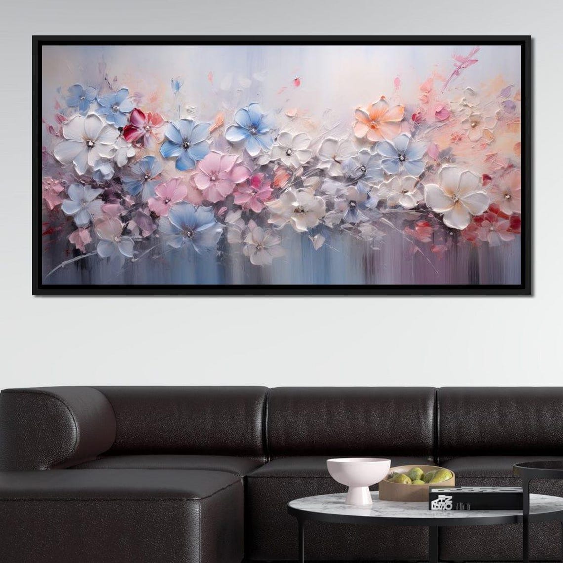 Pastel Wildflower Meadow Five Panel Canvas Floral Wall Art Poster - Image 2