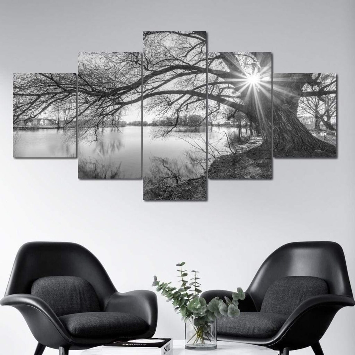 Black White Lake, Minimalist Nature Art Print - Image 4