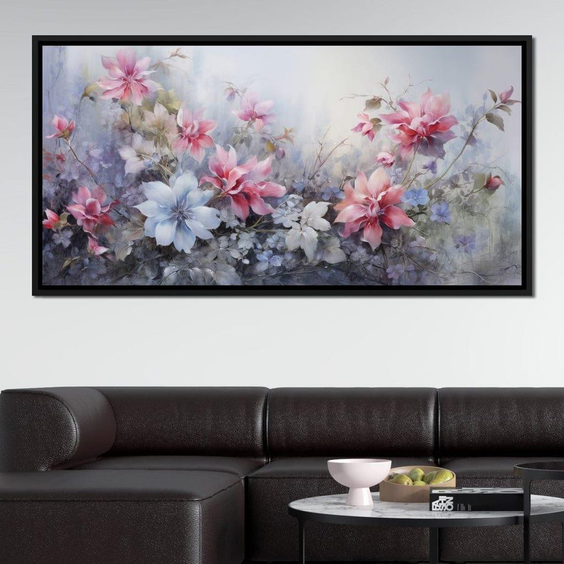 Delicate Pink Blossom Watercolor Five Panel Floral Wall Art Poster - Image 3