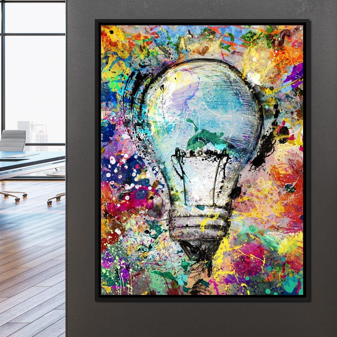 Colorful Lightbulb Art Creative Paint Splash Inspirational Poster - Image 2