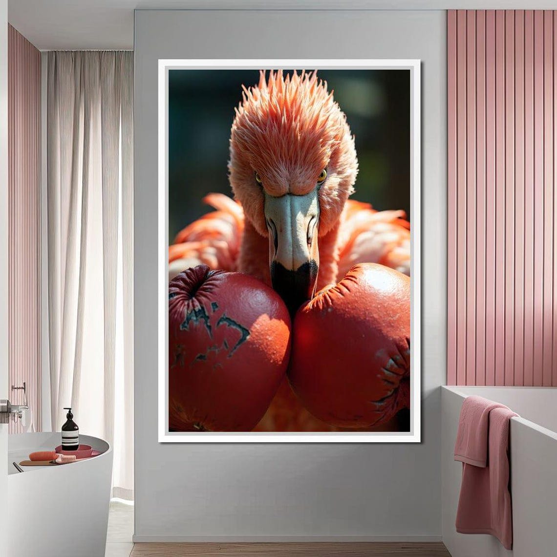 Flamingo Boxer Wearing Red Boxing Gloves Ready to Fight Poster - Image 4