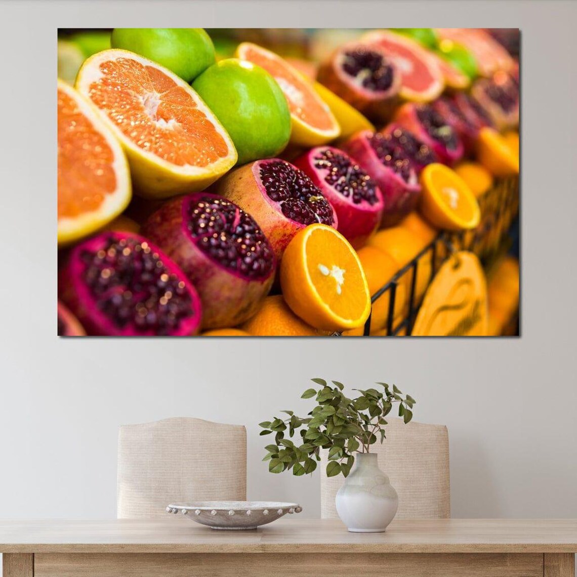 Fresh Cut Fruit Market Vibrant Pomegranate Citrus Photography Print - Image 4