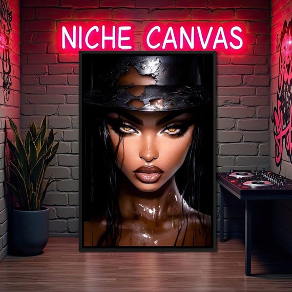 Enigmatic Stares In Shadow Mysterious Beauty Modern Home Decor Fashion Art Female Portrait By Nichecanvas
