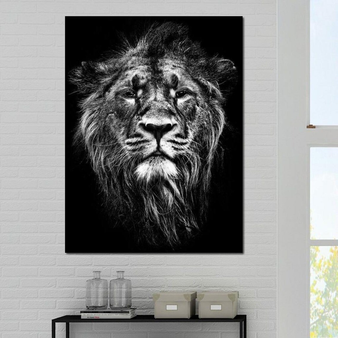 Lion Portrait, Black And White Art Print - Image 4