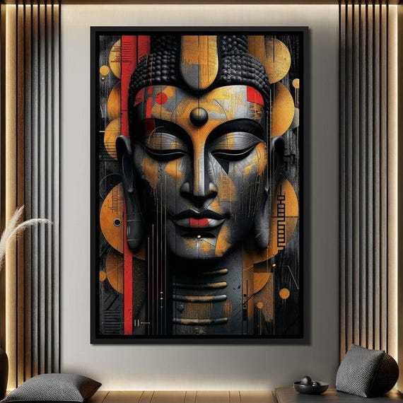 Tranquil Buddha Spirit Geometric Zen Wall Art Spiritual Home Decor Meditative Mindfulness By Jessca By Nichecanvas