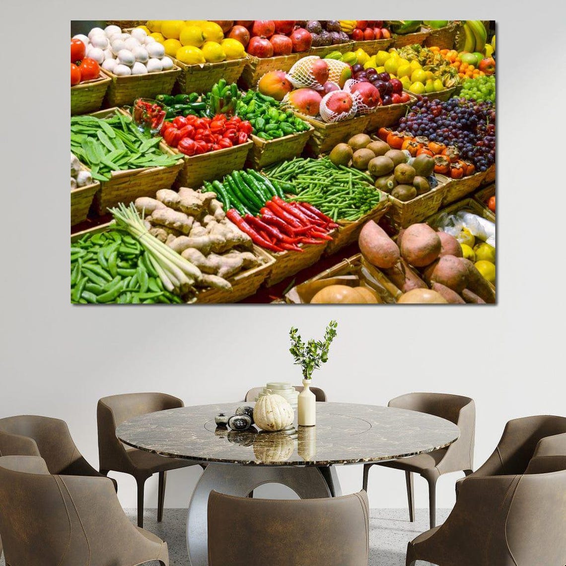 Fresh Produce Market Baskets Colorful Fruit Vegetable Wall Art - Image 3