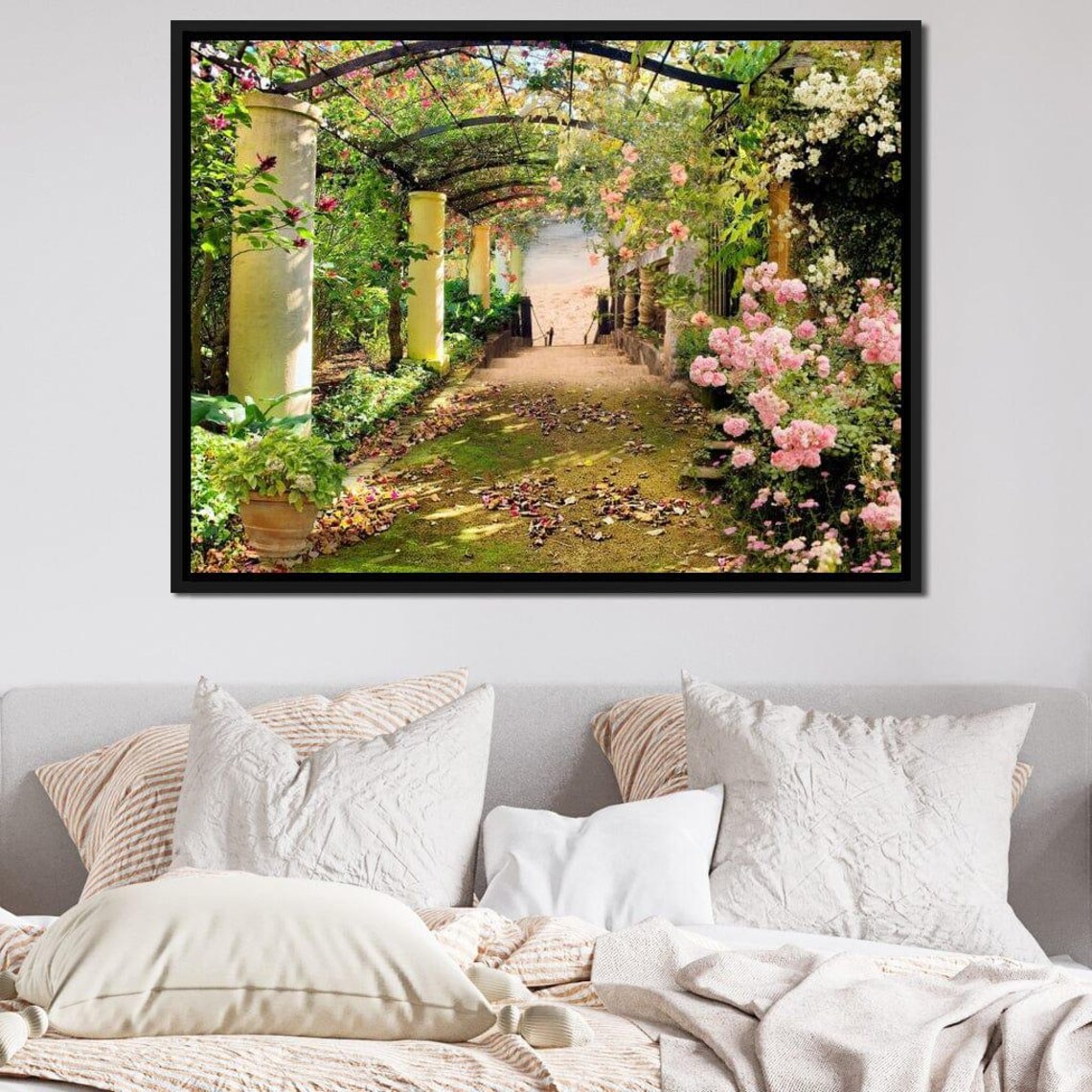 Floral Walkway Garden Path Art Print, Spring Scene - Image 4