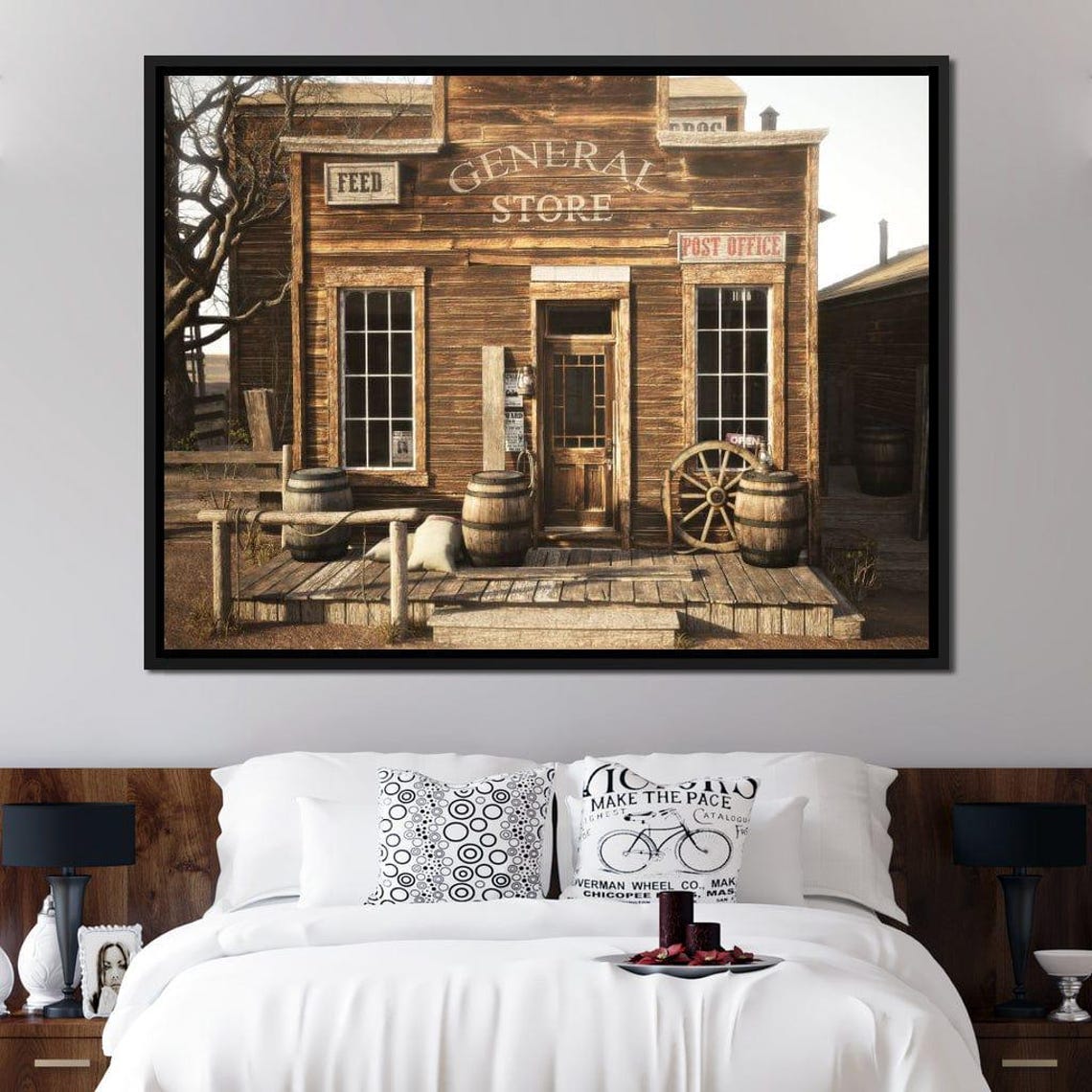 Old West General Store Rustic Wooden Facade Western Americana Poster