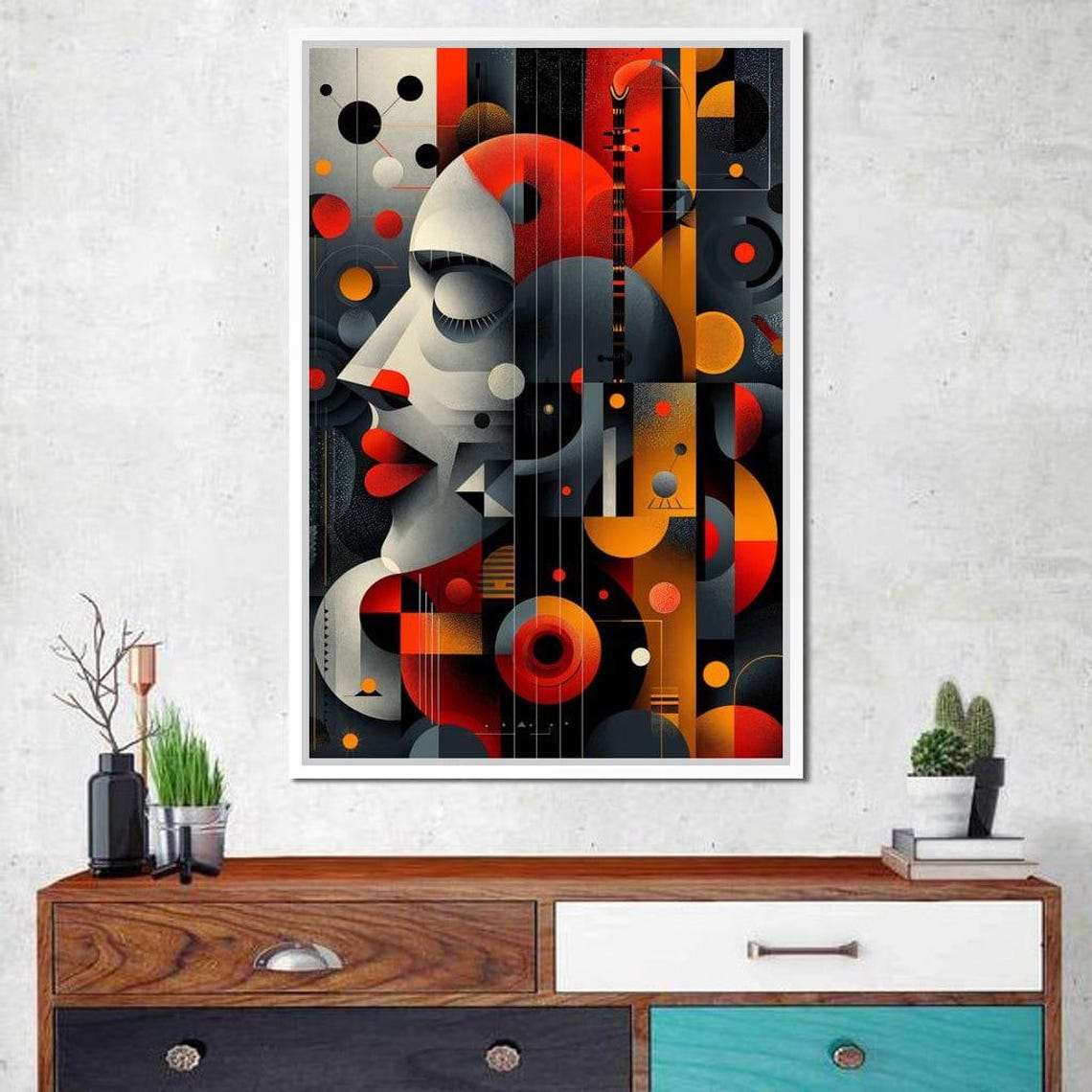 Kaleidoscopic Patterned Dream Vibrant Wall Art Geometric Face Colorful Home Decor Abstract Design Modern Art By Nichecanvas - Image 2