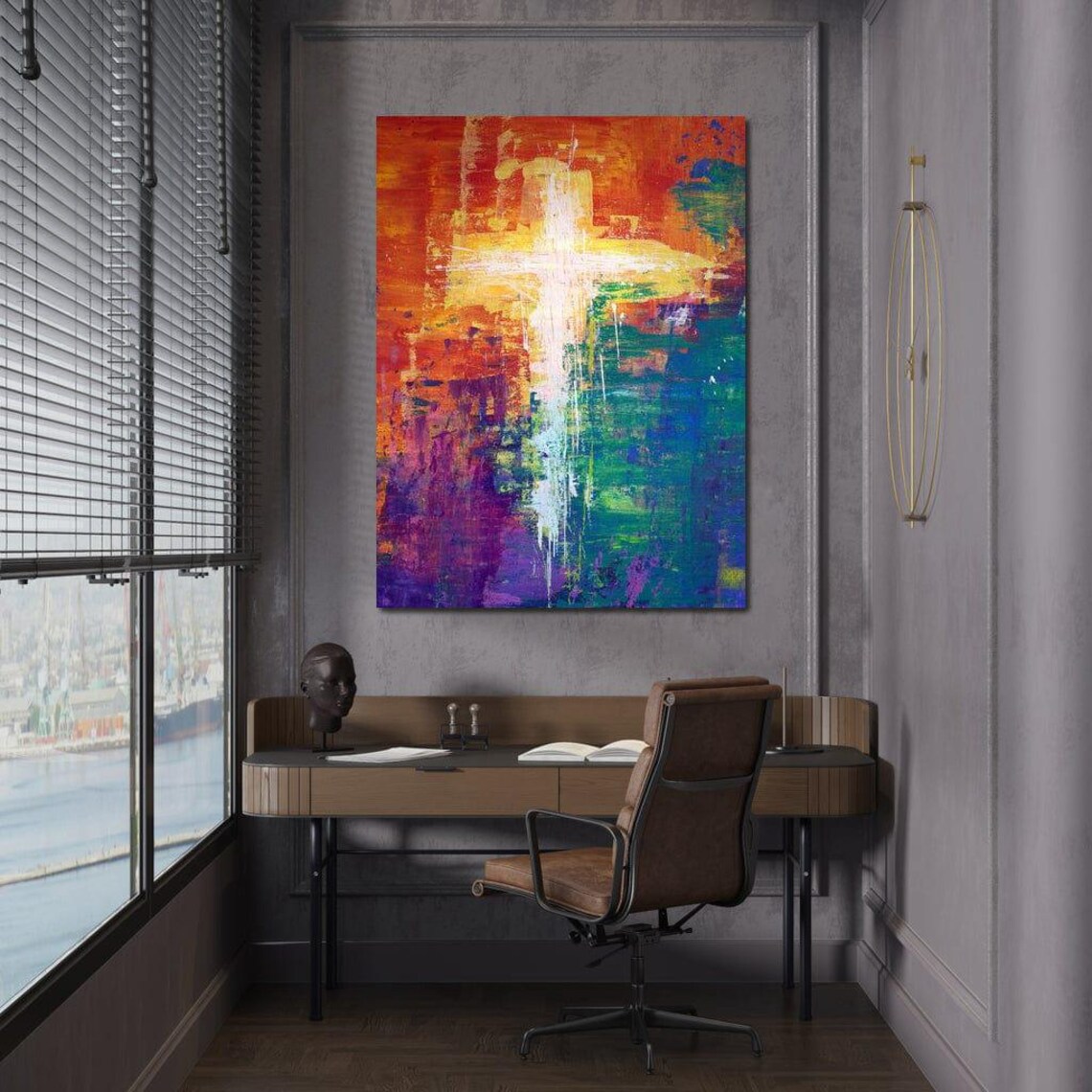 Abstract Cross Christian Art Print, Vibrant Faith - Image 4