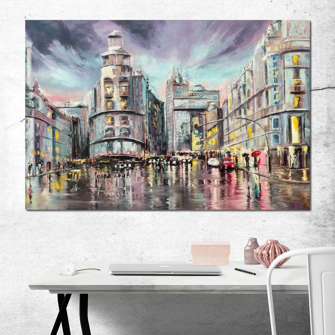 Paris Rainy Night Boulevard City Lights Impressionist Poster - Image 4